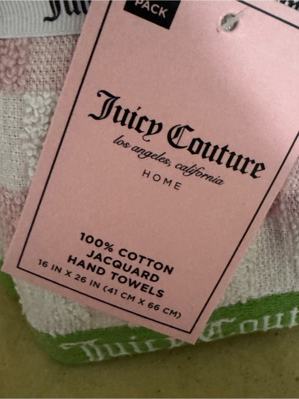 Juicy Couture Pink & Green Striped Towel Set NEW - Picture 3 of 8